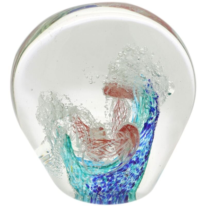 foto del prodotto fermacarte con meduse in vetro trasparente per la decorazione dell ufficio e della casa