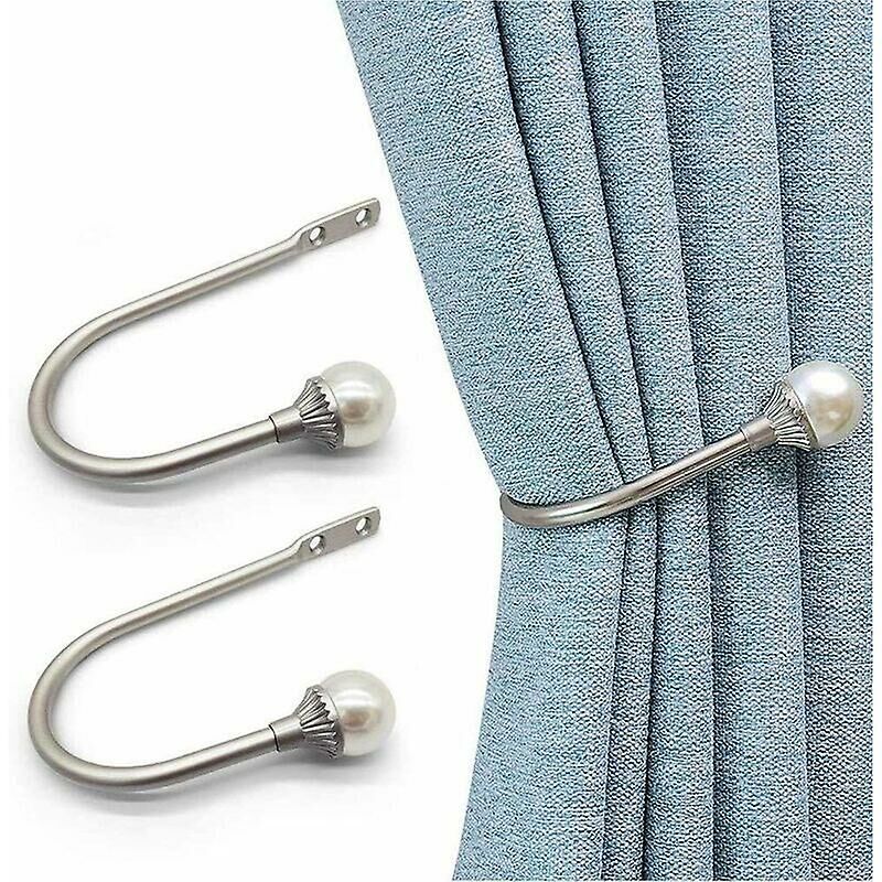 foto del prodotto fermacravatte per tende da 2 pezzi, fermacravatte con perline resistenti, supporto per ganci in metallo stile u per tende, arredamento camera da