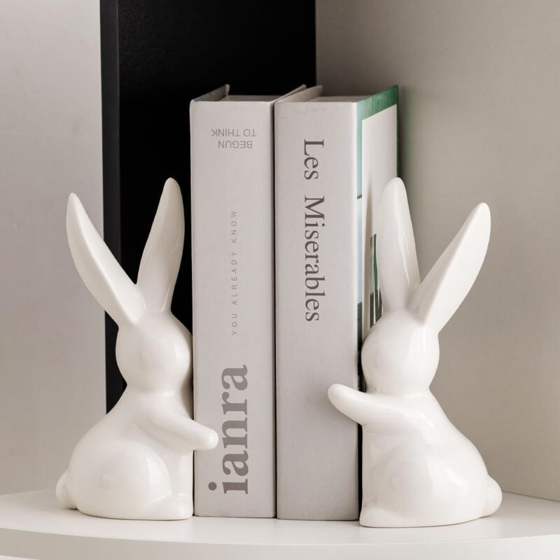 foto del prodotto fermalibri decorativi in ceramica, fermalibri divertenti, fermalibri a forma di coniglio sollbry