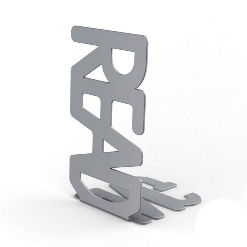 foto del prodotto fermalibri in acciaio reading argento ferma reggi libro libri made in italy desi