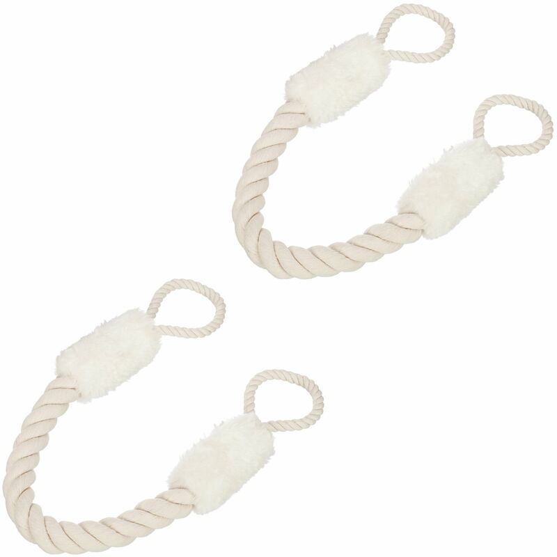 foto del prodotto fermaporta a corda in set da 2, l 60 cm, paracolpi da maniglia, sicurezza di bambini e animali, beige bianchi relaxdays