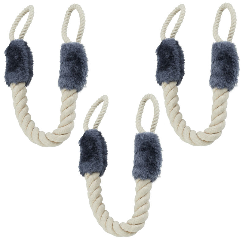 foto del prodotto fermaporta a corda in set da 3, lunghi 60cm, paracolpi da maniglia, sicurezza bambini e animali, beige grigio relaxdays