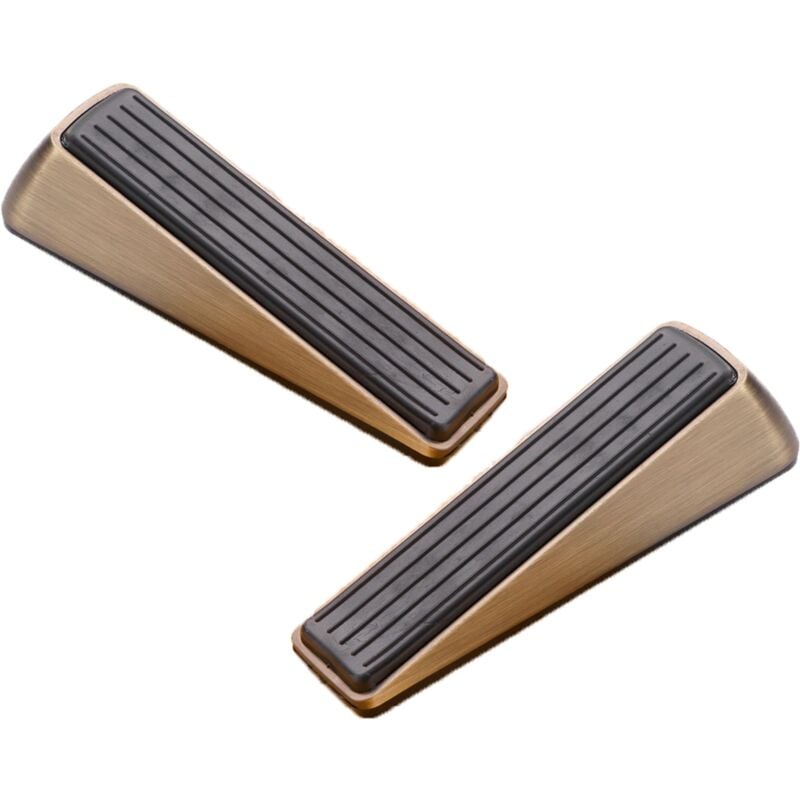 foto del prodotto fermaporta, bronzo, 2 pezzi blocco porta, fermaporta da pavimento, cuneo per porta in zinco e gomma per impieghi gravosi, per bagno, cucina, porta