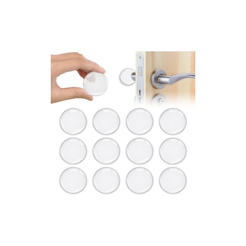foto del prodotto fermaporta da parete, 12 pezzi, fermaporta adesivi trasparenti, fermaporta in silicone con potente fermaporta per ante di armadi, cucina, bagno,