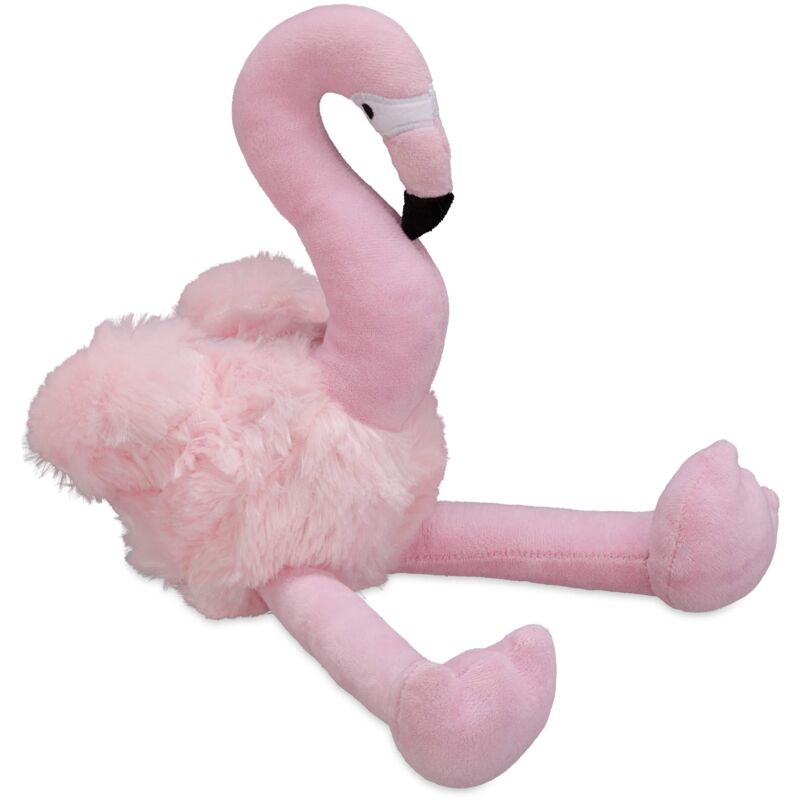 foto del prodotto fermaporta fenicottero, peso in stoffa per pavimento, blocca porta &amp; finestra, interno, morbido peluche, rosa, 1 pz - relaxdays