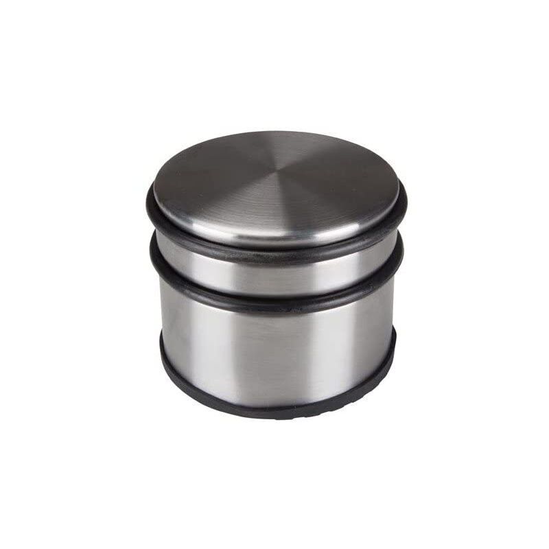 foto del prodotto fermaporta in acciaio inox, senza necessit di foratura, con fondo in gomma antiscivolo, altezza 75 mm e diametro 90 mm, per una presa sottile ma