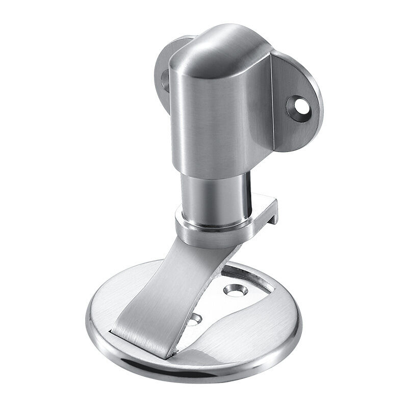 foto del prodotto fermaporta magnetico in acciaio inox, fermaporta magnetico in metallo regolabile in altezza con doppio adesivo e montaggio a vite nascosta, senza