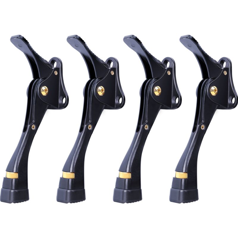 foto del prodotto fermaporta neri da 4 pezzi, fermaporta per impieghi gravosi, fermaporta regolabile one touch per porte pesanti, leva per porta in metallo da 4 con