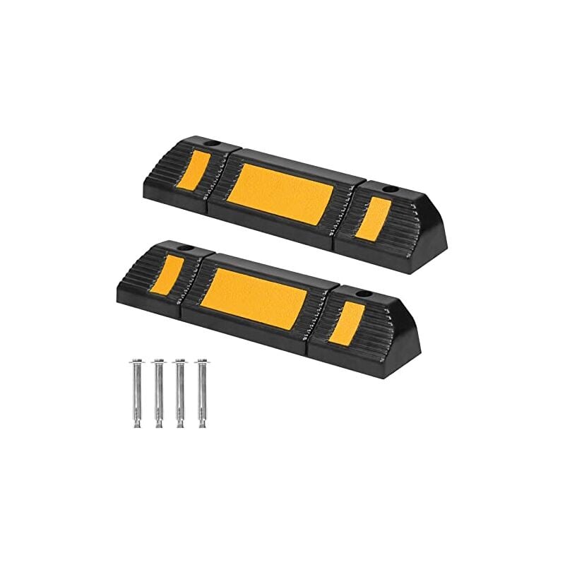 foto del prodotto fermaruota set di 2 fermi di parcheggio in gomma limitazione dello spazio di parcheggio 60 x 12 x 10 cm marcatura del parcheggio con vite di