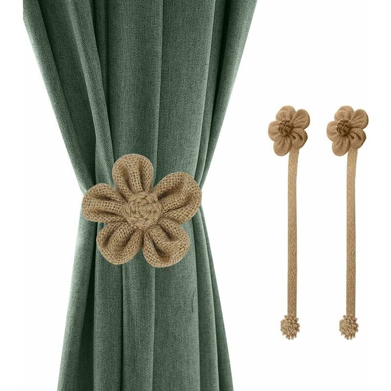 foto del prodotto fermatende magnetici per tende da finestra, 2 pezzi semplici ed eleganti, con cordino decorativo lavorato a maglia a forma di girasole, accessori per