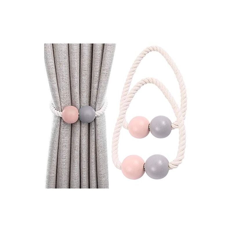 foto del prodotto fermatende magnetici per tende da finestra, confezione da 2, clip decorative in legno per tende da finestra per casa, dormitorio, ufficio, rosa,