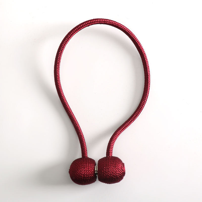 foto del prodotto fermatende magnetici per tende, fermatende magnetici intrecciati con fibbia rosso sollbry