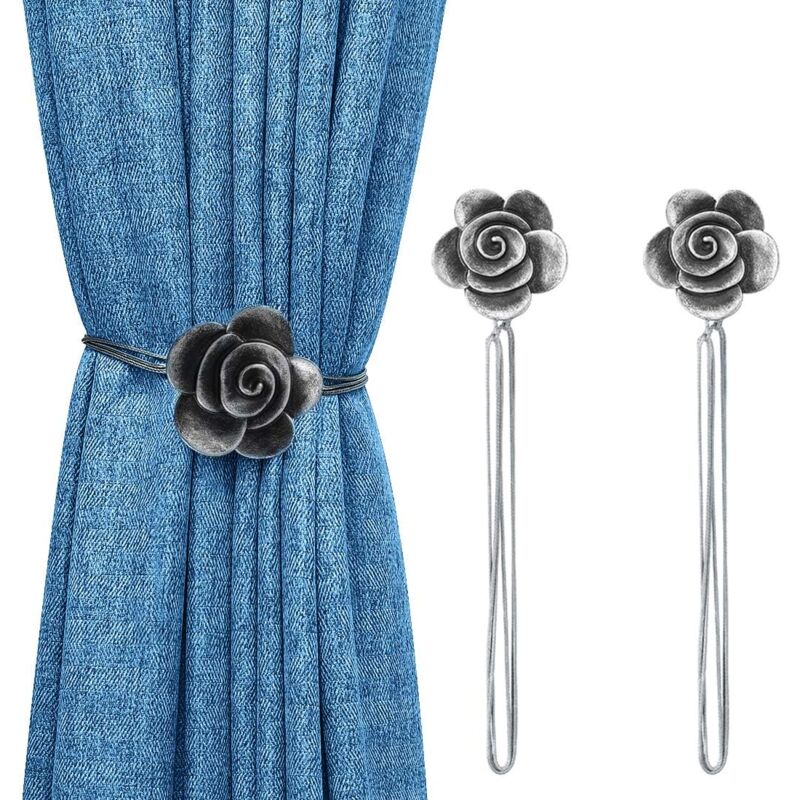 foto del prodotto fermatende magnetici vintage a forma di camelia, 1 paio di fermatende in resina a forma di fiore, stile retr , decorativi per casa, ufficio, bar,