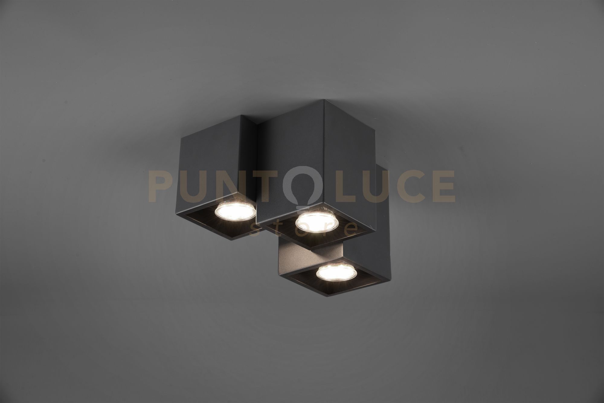 foto del prodotto fernando plafoniera metallo nero opaco 3 cubetti l. 23cm attacco gu10