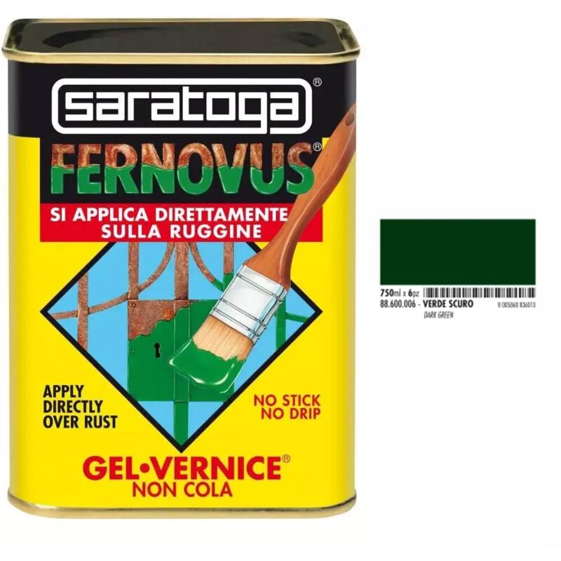 foto del prodotto fernovus vernice gel antiruggine 750 ml verde scuro brillante saratoga