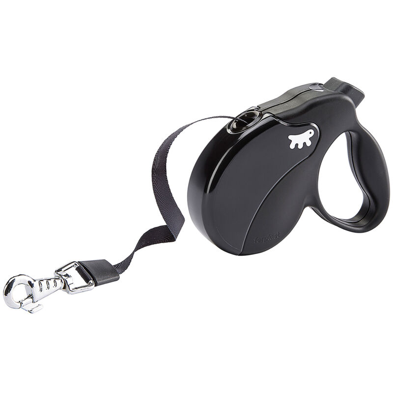 foto del prodotto ferplast amigo tape guinzaglio allungabile con fettuccia estensibile. 4 misure, vasta gamma colori.. variante s misure 14 x 3.6 x h 12 cm nero