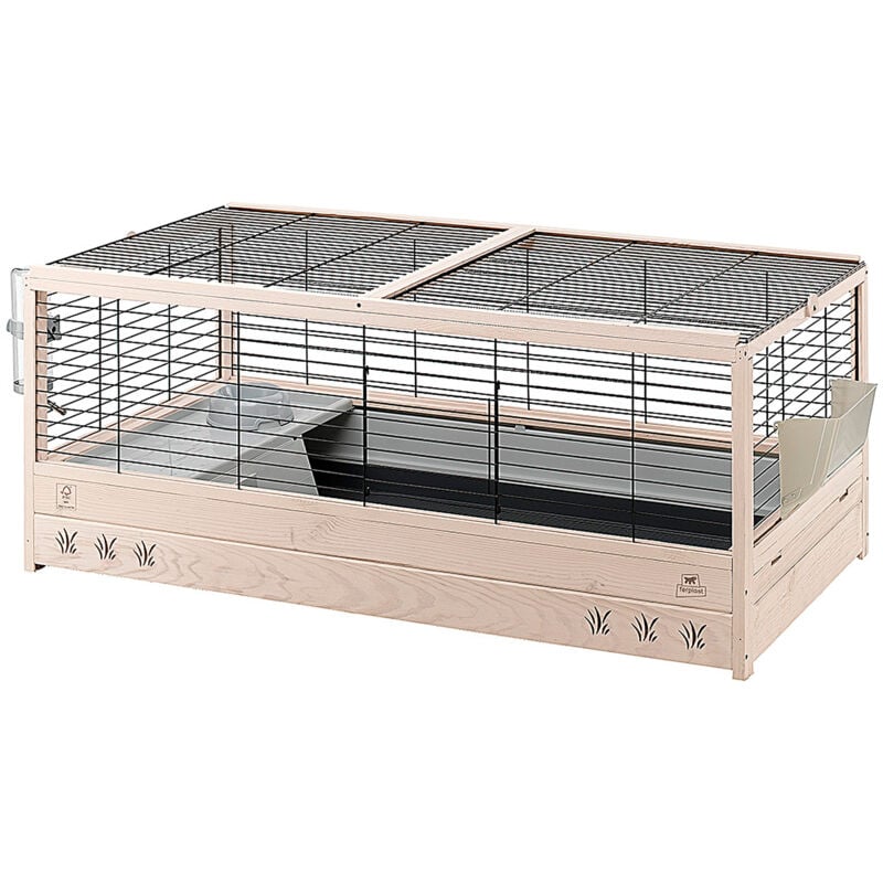 foto del prodotto ferplast arena 120 gabbia in legno di pino nordico fsc per conigli. . variante arena 120 misure 125 x 64.5 x h 51 cm 