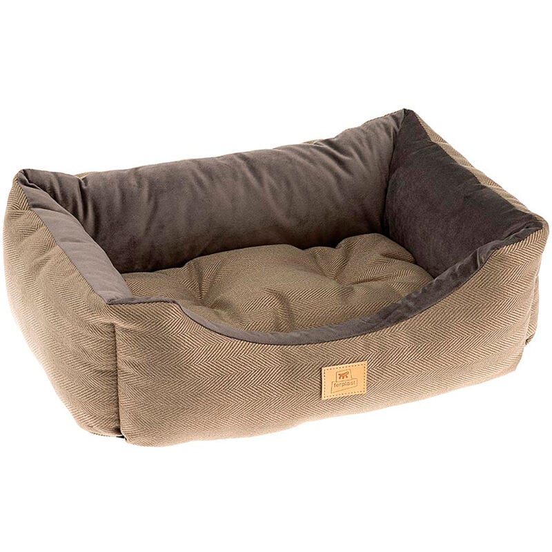 foto del prodotto ferplast chester divanetto con cuscino in tessuto resistente cani e gatti. varie misure e colori. . variante 60 misure 66 x 50 x h 20 cm marrone