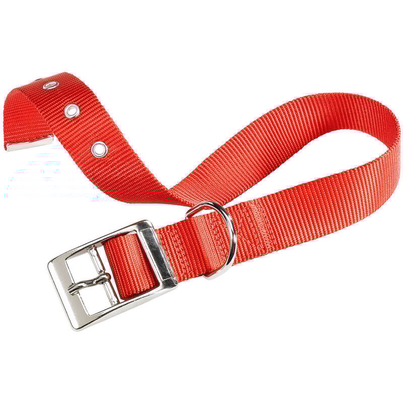foto del prodotto ferplast club cf collare in nylon con fibbia di chiusura in metallo in vari colori e misure. variante cf25 53 misure a 45 53 cm b 25 mm rosso