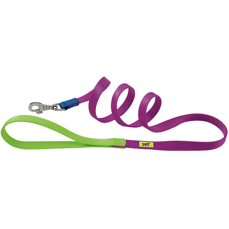foto del prodotto ferplast club g colours guinzaglio per cani in nylon, 4 misure e 2 combinazioni colore. variante g15 120 misure 15 mm x l 120 cm viola