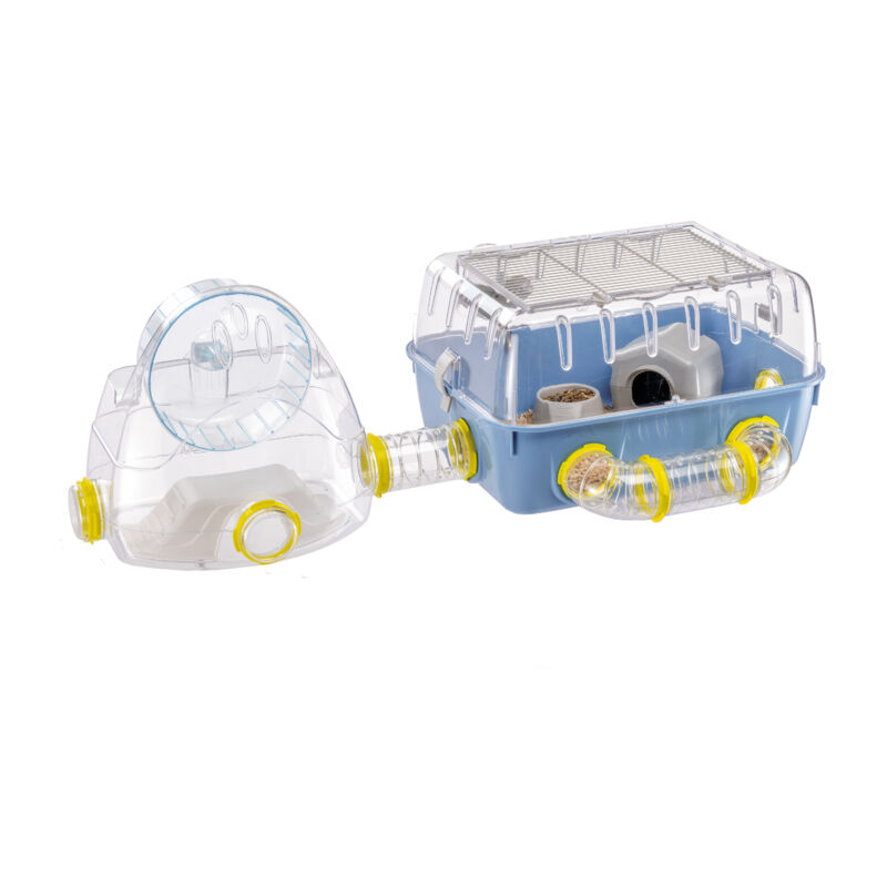 foto del prodotto ferplast combi 2 gabbietta compatta per criceti con area gym. variante combi 2 misure 79.5 x 29.5 x h 26.3 cm blu