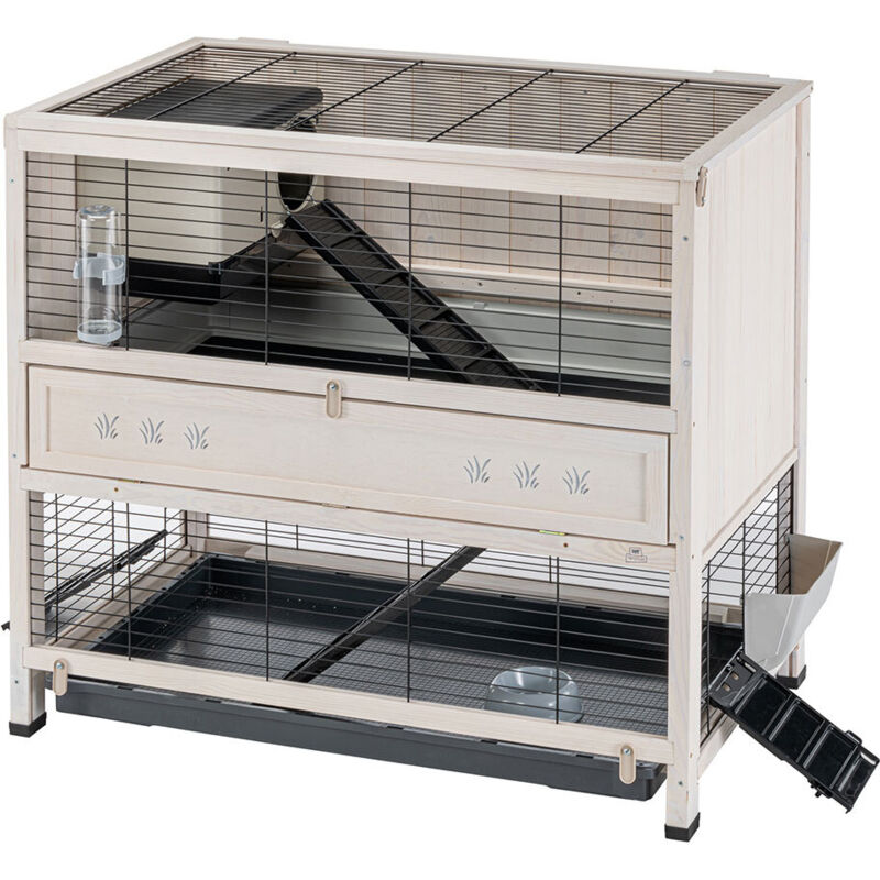 foto del prodotto ferplast cottage conigliera da interno a due piani in legno di pino nordico fsc. variante cottage - misure 107.5 x 61.5 x h 102 cm -