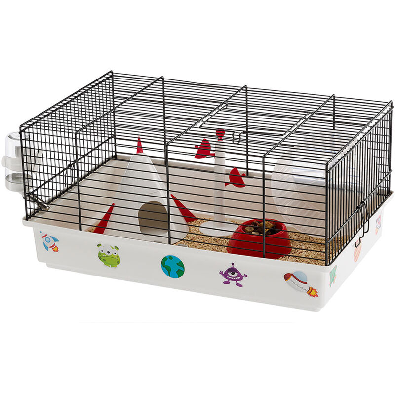 foto del prodotto ferplast criceti 9 space gabbia per criceti originale e personalizzabile. ambientazione spazio.. variante misure 46 x 29.5 x h 23 cm 