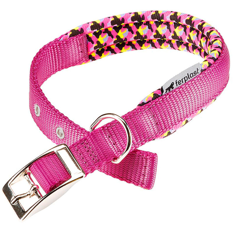 foto del prodotto ferplast daytona fantasy c collare per cani con morbida imbottitura e fibbia in metallo.. variante c20 43 misure a 35 43 cm b 20 mm fucsia