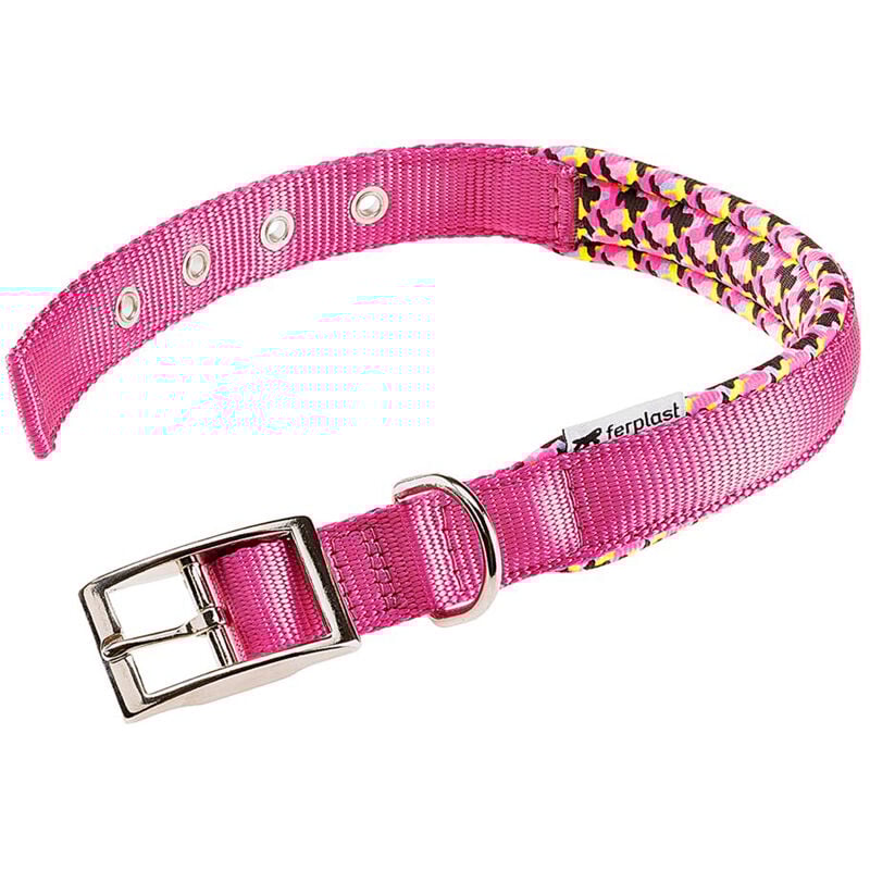 foto del prodotto ferplast daytona fantasy c collare per cani con morbida imbottitura e fibbia in metallo.. variante c25 45 misure a 37 45 cm b 25 mm fucsia