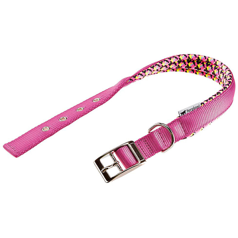 foto del prodotto ferplast daytona fantasy c collare per cani con morbida imbottitura e fibbia in metallo.. variante c25 53 misure a 45 53 cm b 25 mm fucsia