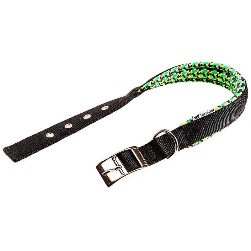 foto del prodotto ferplast daytona fantasy c collare per cani con morbida imbottitura e fibbia in metallo.. variante c25 53 misure a 45 53 cm b 25 mm nero