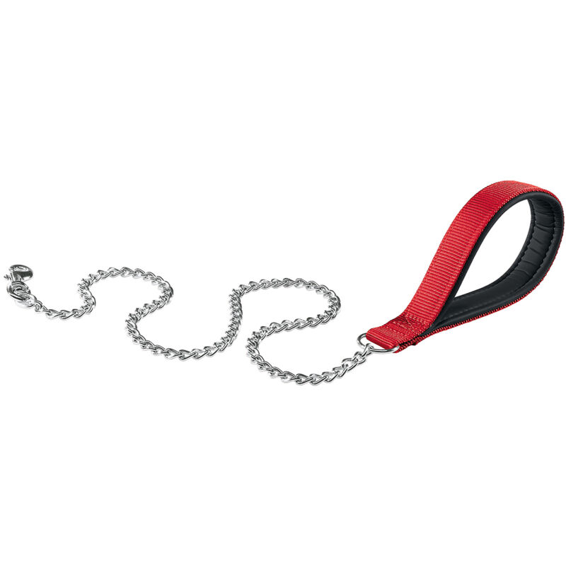 foto del prodotto ferplast daytona gm 25 100 guinzaglio in nylon con catenella e impugnatura soft. vari colori.. variante misure 25 mm x l 100 cm rosso