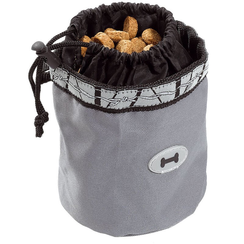 foto del prodotto ferplast dog treats bag sacchetto portacrocchette per cani. due misure.. variante small misure 12 x 13 cm nero