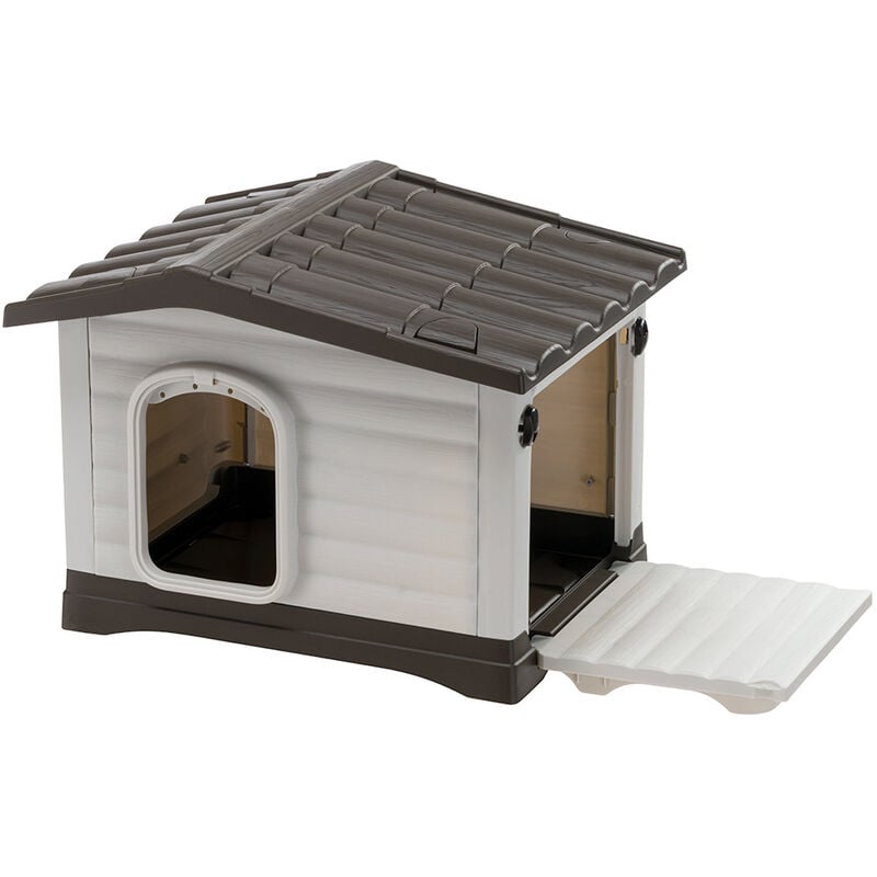 foto del prodotto ferplast - dogvilla cuccia per cani in resina termoplastica con parete ribaltabile . variante dogvilla 60 - misure 58 x 48 x h 44 cm -