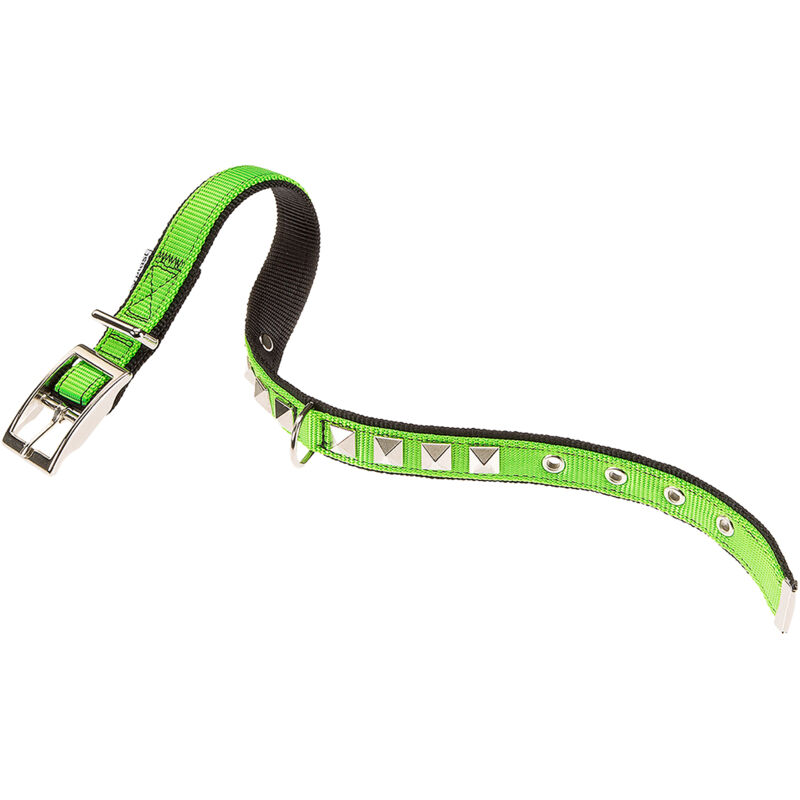 foto del prodotto ferplast dual pyramids cf collare per cani in nylon con borchie, diverse misure e colori.. variante cf15 35 misure a 27 35 cm b 15 mm verde