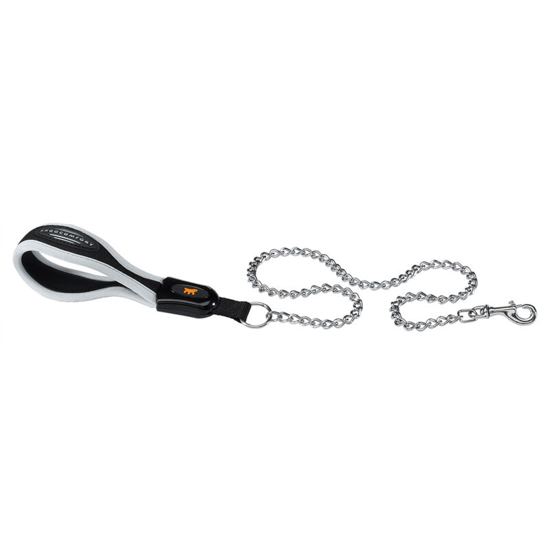 foto del prodotto ferplast ergocomfort metal gm guinzaglio con impugnatura ergonomica e catena in metallo cromato 3 modelli. variante gm20 105 misure 20 mm x l