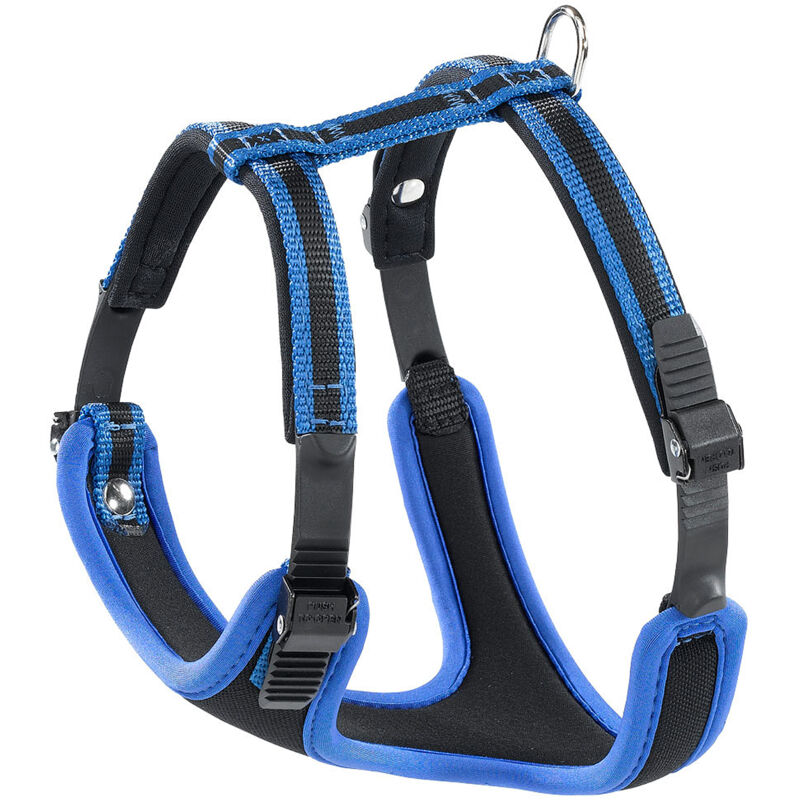 foto del prodotto ferplast ergocomfort p pettorina ergonomica con microregolazione vari colori e misure. variante m misure a 37 47 cm b 55 65 cm blu