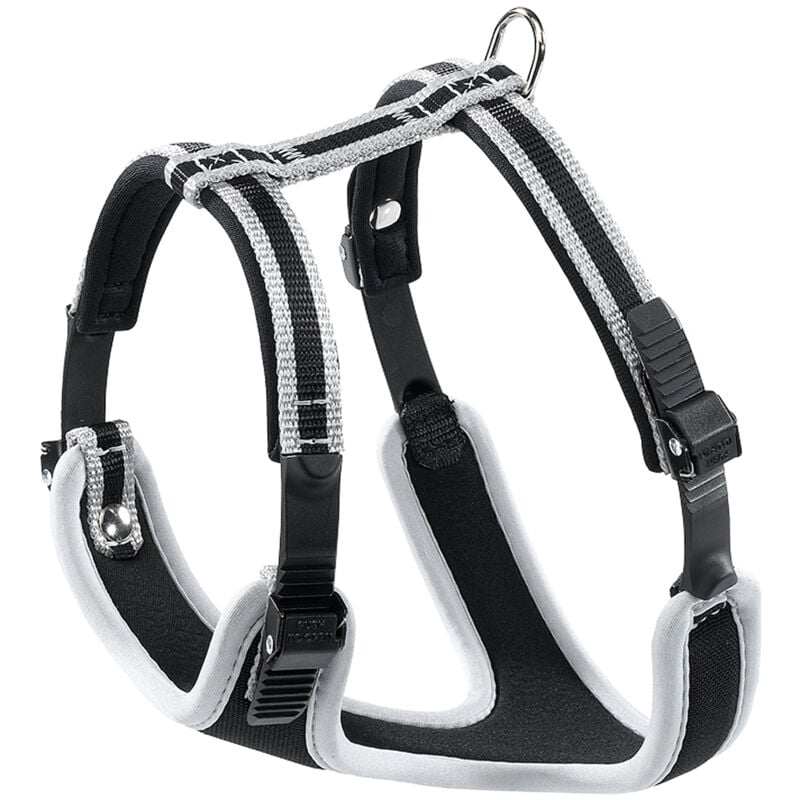 foto del prodotto ferplast ergocomfort p pettorina ergonomica con microregolazione vari colori e misure. variante s misure a 32 42 cm b 46 56 cm argento