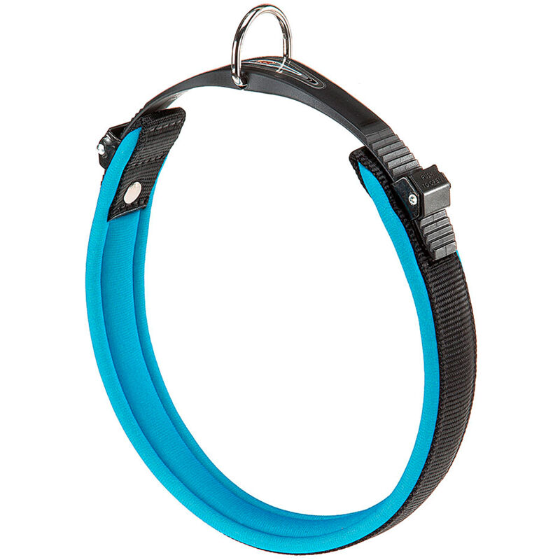 foto del prodotto ferplast ergofluo c collare per cani con morbida imbottitura e chiusura con microregolazione.. variante c25 51 misure a 43 51 cm b 25 mm blu