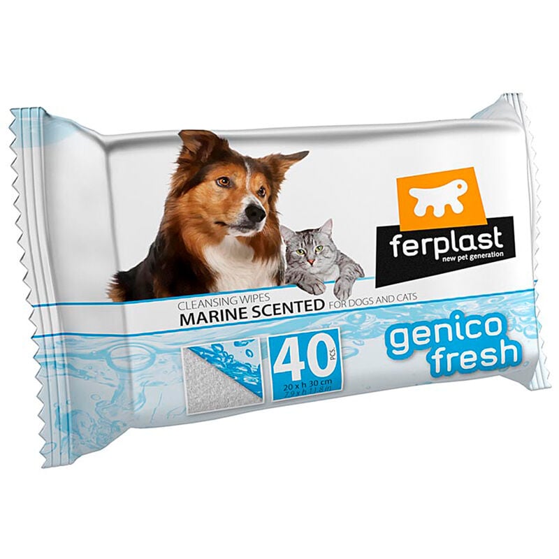foto del prodotto ferplast genico fresh marine salviette detergenti umidificate. all essenza marina 40 pezzi. variante genico fresh marine misure 20 x h 30 cm 