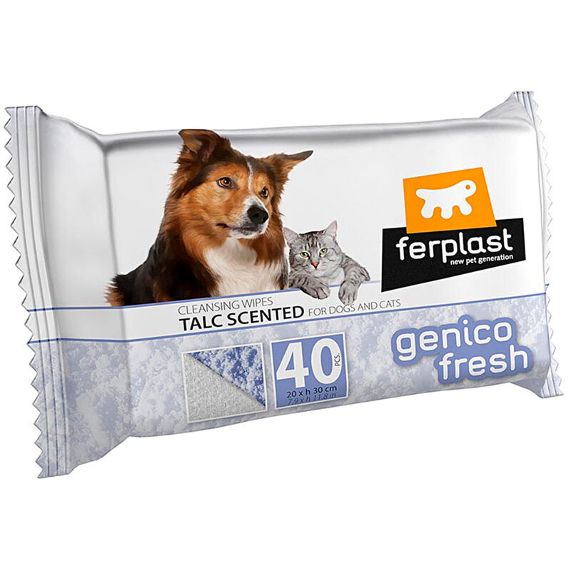 foto del prodotto ferplast genico fresh talc salviette detergenti umidificate. al talco 40 pezzi. variante genico fresh talc misure 20 x h 30 cm 