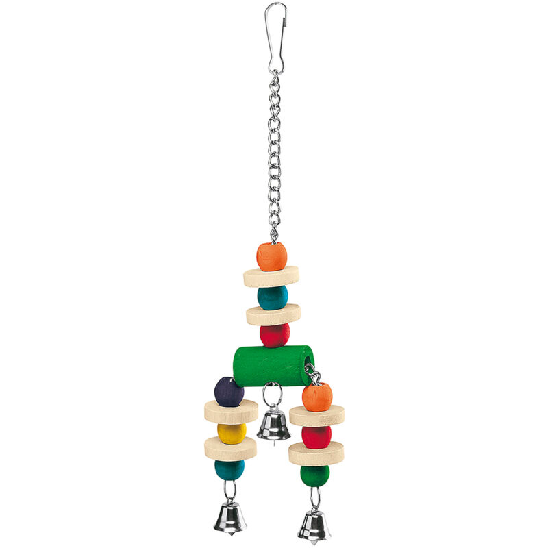 immagine 0 del prodotto ferplast gioco pa 4092 gioco pendente in legno colorato per pappagalli e cacatua . variante pa 4092 misure 9 x 3 x h 32 cm colori misti