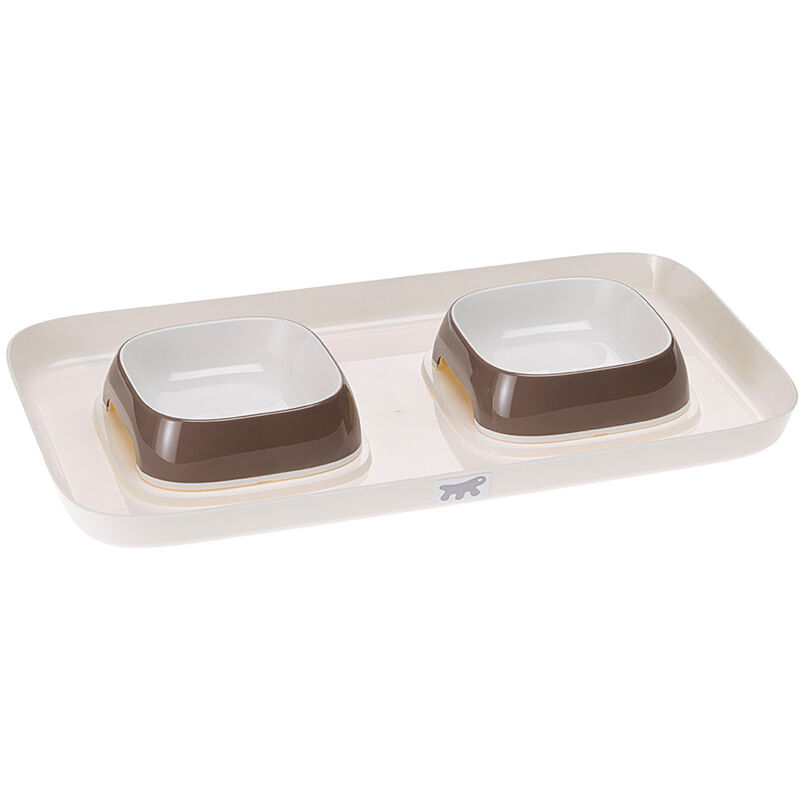 foto del prodotto ferplast glam tray vassoio in plastica con ciotole per cani e gatti. varie misure e colori.. variante extra small misure 40 x 23 x h 4.5 cm