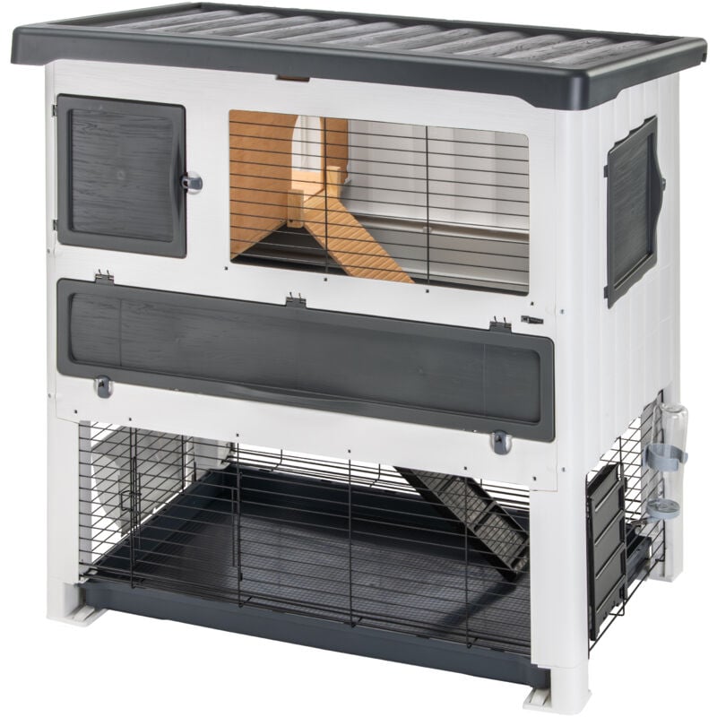 foto del prodotto ferplast - grand lodge plus conigliera in resina termoplastica a due piani. variante 120 - misure 115.5 x 73 x h 117 cm - grigio