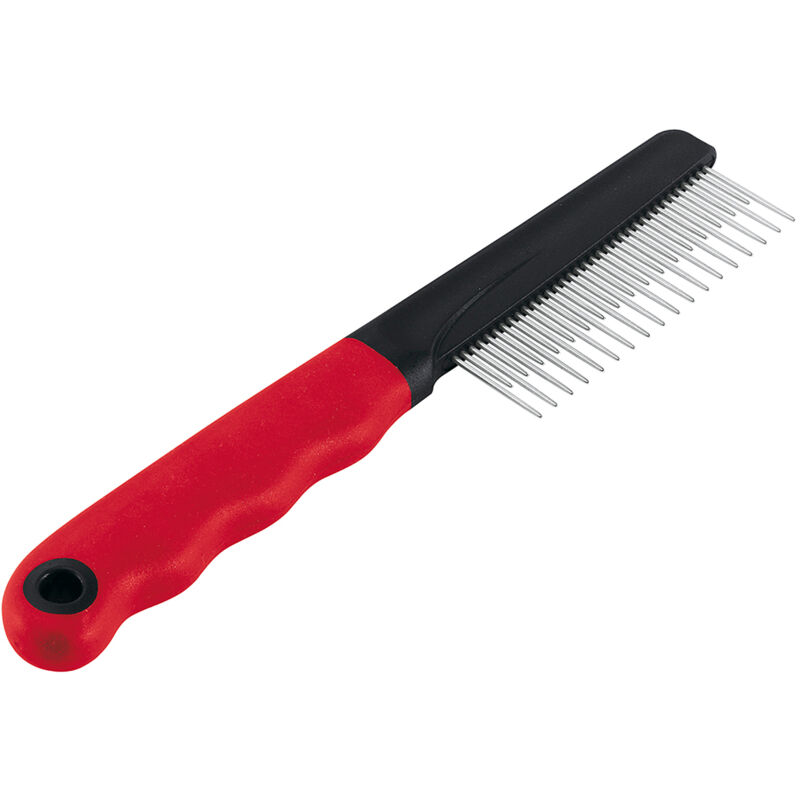 foto del prodotto ferplast gro 5866 pettine con denti di due misure per cani e gatti dal pelo medio e lungo. variante gro 5866 misure 20.2 x 1.6 x h 4.2 cm 