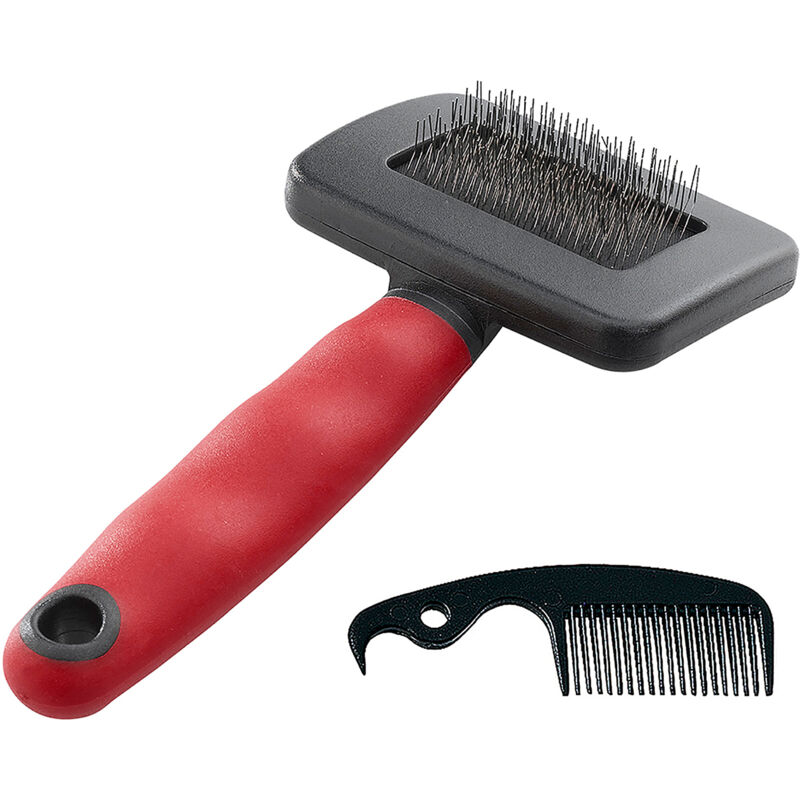 foto del prodotto ferplast gro 5942 small spazzola cardatrice per cani e gatti dal pelo medio e lungo. variante gro 5942 misure 15 x 7.3 x h 3.3 cm 