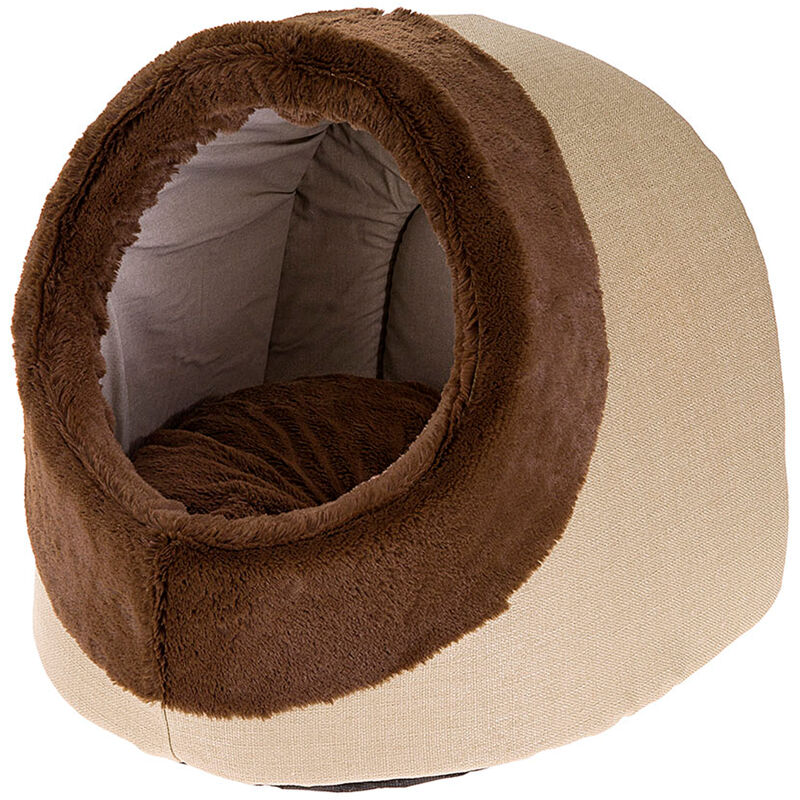 foto del prodotto ferplast imperial casetta per gatti con cuscino double face. 3 misure. variante imperial 40 misure 40 x 43 x h 40 cm beige