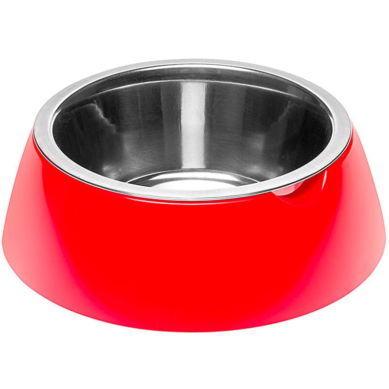 foto del prodotto ferplast jolie ciotola in acciaio per cani e gatti con portaciotola in plastica. varie misure e colori.. variante small misure 17.1 x h 5.5 cm
