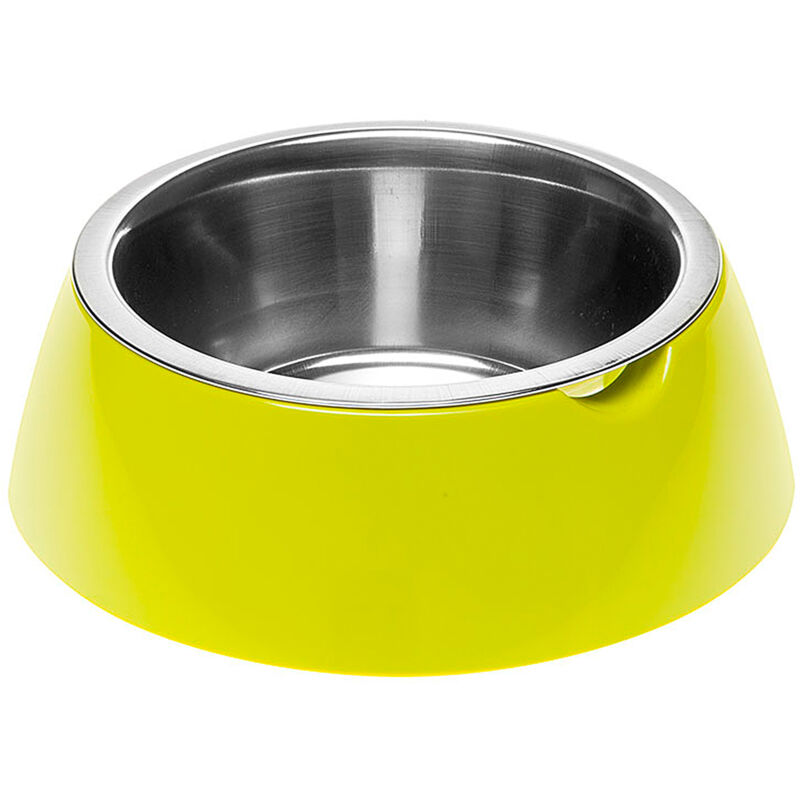 foto del prodotto ferplast jolie ciotola in acciaio per cani e gatti con portaciotola in plastica. varie misure e colori.. variante small misure 17.1 x h 5.5 cm