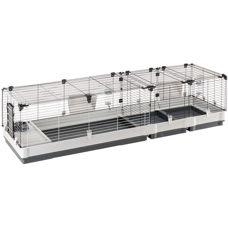 foto del prodotto ferplast krolik 200 gabbia per pi conigli con divisorio. variante krolik 200 misure 205 x 60 x h 50 cm grigio